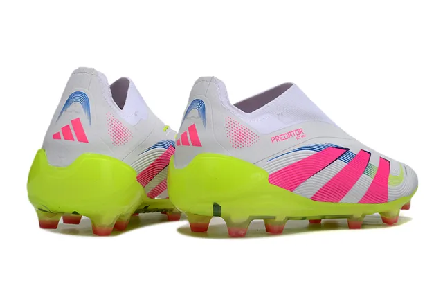Adidas Zapatos de Fútbol Blanco y Rosa de Corte Bajo con Upper Ajuste a Calcetín Suela Verde Lima Neón Superficie Firme 5