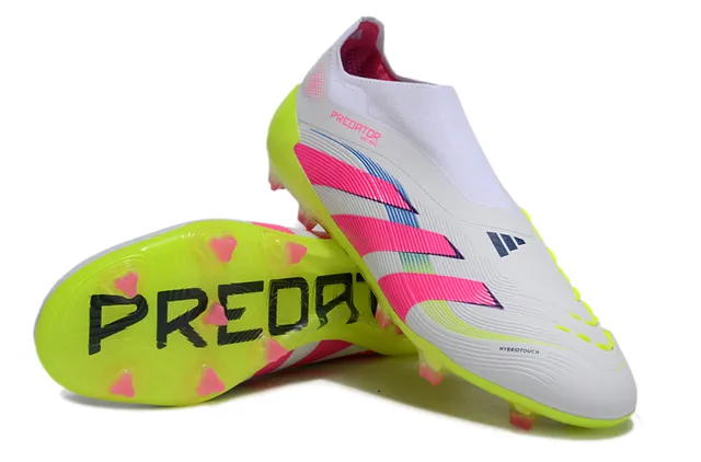 Adidas Zapatos de Fútbol Blanco y Rosa de Corte Bajo con Upper Ajuste a Calcetín Suela Verde Lima Neón Superficie Firme 6