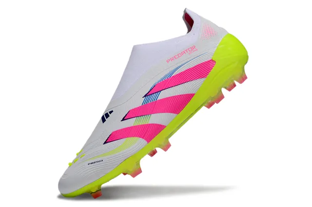 Adidas Zapatos de Fútbol Blanco y Rosa de Corte Bajo con Upper Ajuste a Calcetín Suela Verde Lima Neón Superficie Firme 7