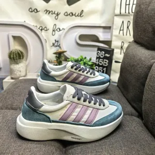 Adidas White Purple Platform Sole Suede And Textile Upper Chunky Sneakers