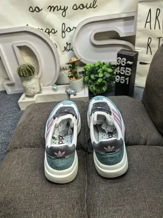 Adidas White Purple Platform Sole Suede And Textile Upper Chunky Sneakers 8