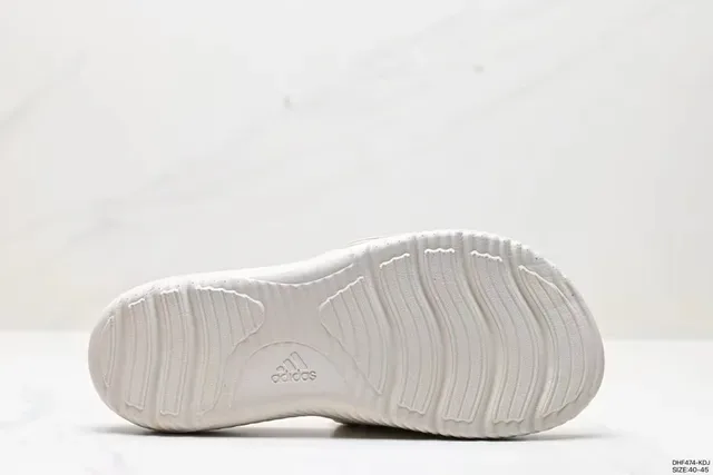 Adidas Blanc Jaune Semelle Ribetée Footbed Moulé Pantoufles 2