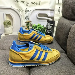 Adidas أصفر أزرق Retro Runner Silhouette سويد وصناعي أعلى أسلوب حياة حذاء رياضي