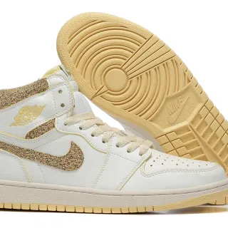 Tênis de basquete Air Jordan 1 High Off-White dourado metálico