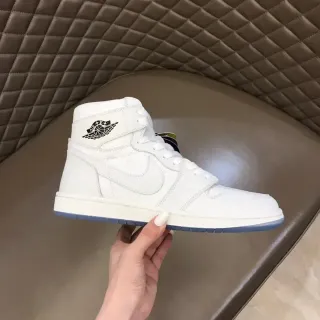 Air Jordan 1 Blanco Azul Alto Cuero Superior Zapatillas de Baloncesto