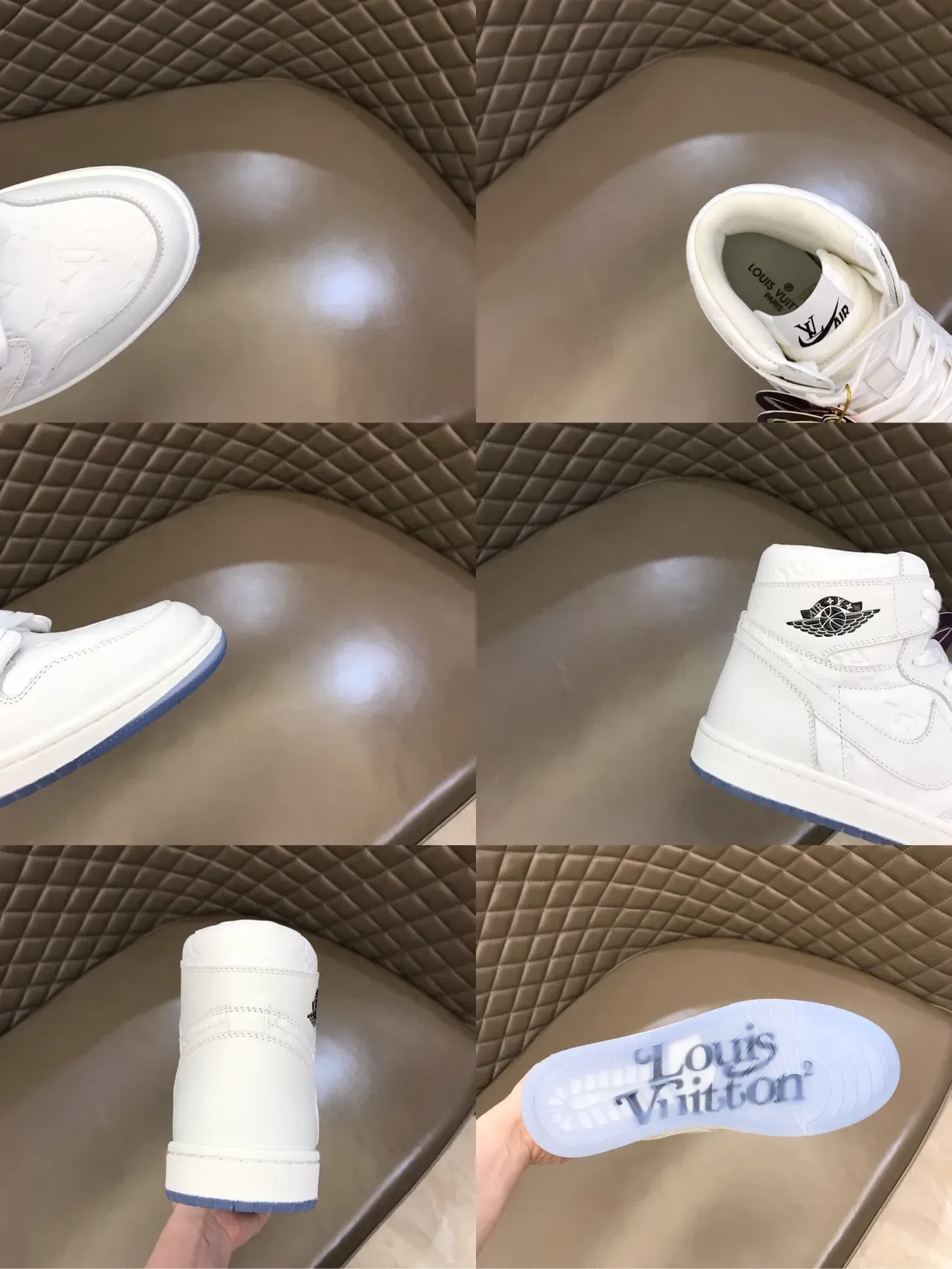 Air Jordan 1 White Blue High-Top Leather Upper Basketball Shoes 2