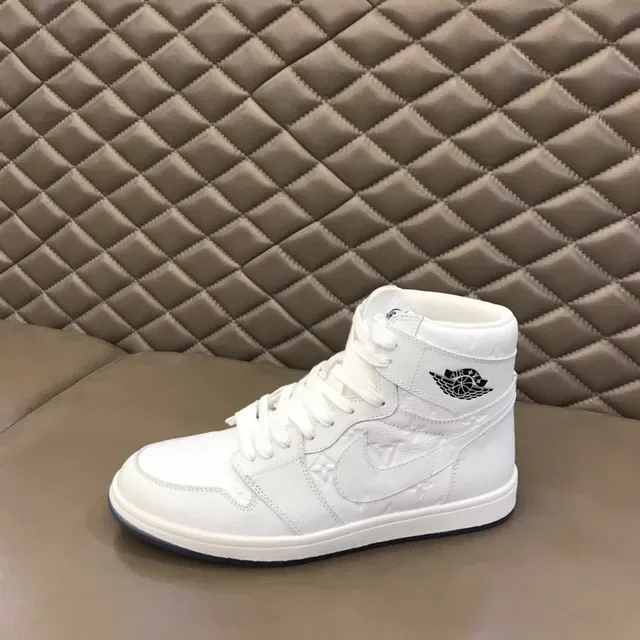 Air Jordan 1 White Blue High-Top Leather Upper Basketball Shoes 5