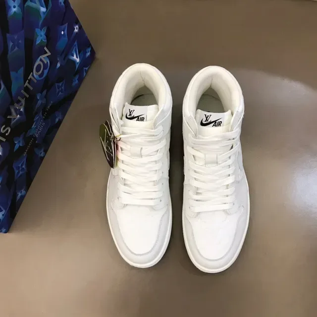 Air Jordan 1 White Blue High-Top Leather Upper Basketball Shoes 9
