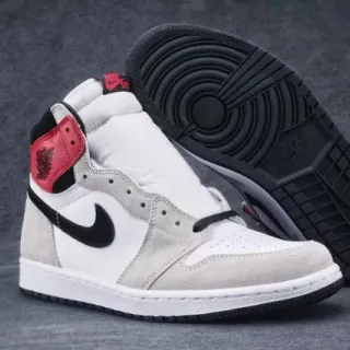 Air Jordan 1 白灰 高-顶 皮革-麂皮混合 篮球鞋