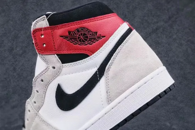 Air Jordan 1 Blanc Gris Haut Cuir-Suede Híbrido Chaussures de Basketball 5