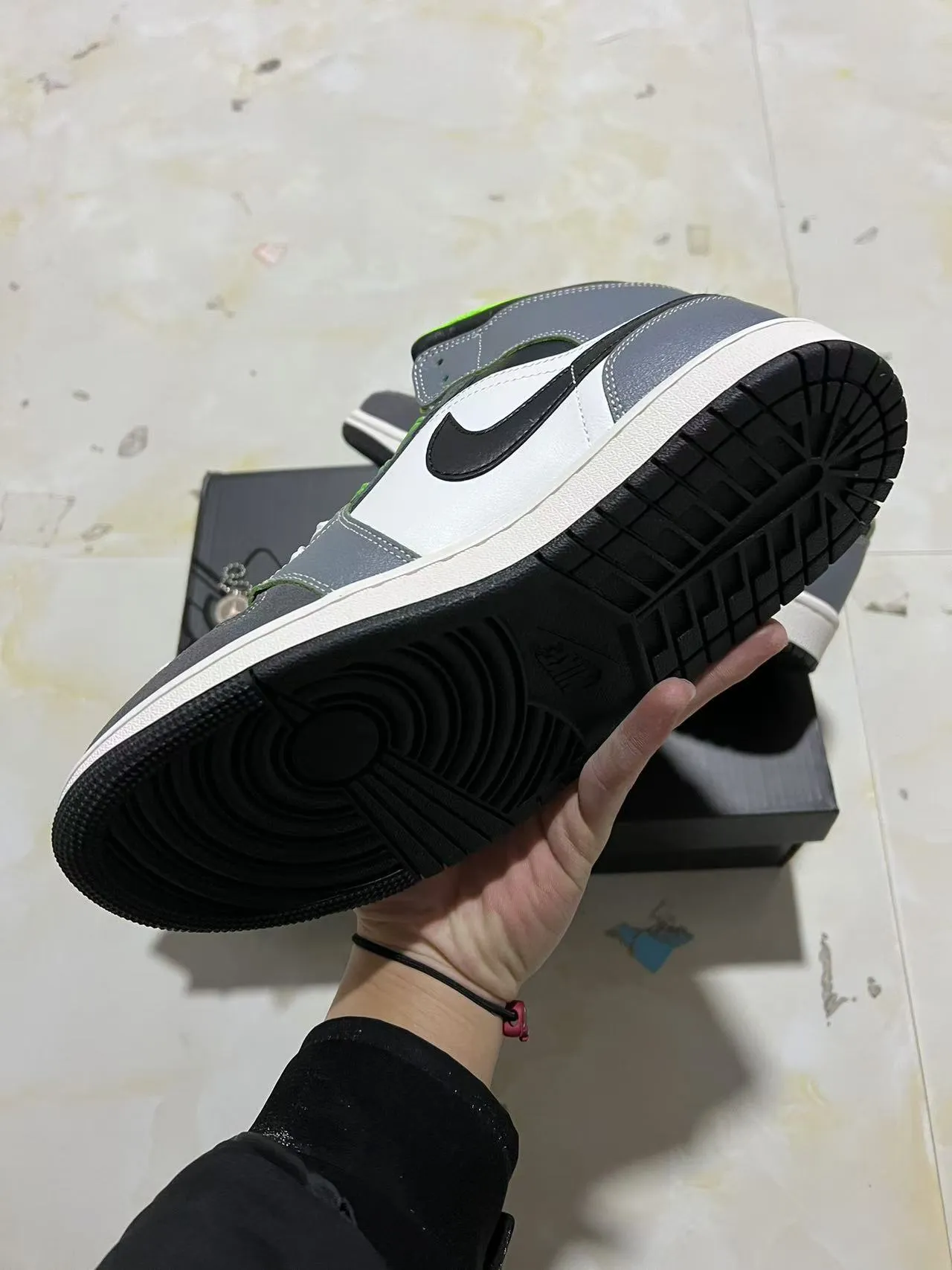 Air Jordan 1 White Gray High-Top Perforated Toe Basketball Shoes 6