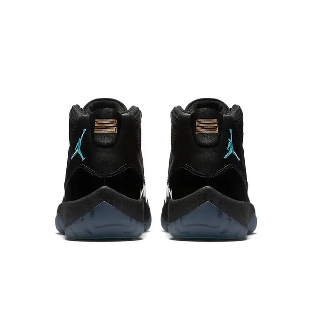 Air Jordan 11 أحذية كرة السلة جلد لامع أسود 2