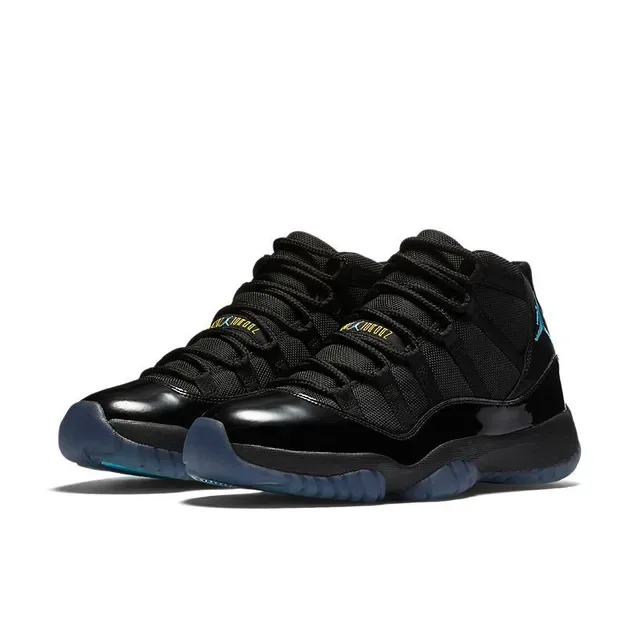 Air Jordan 11 أحذية كرة السلة جلد لامع أسود 3