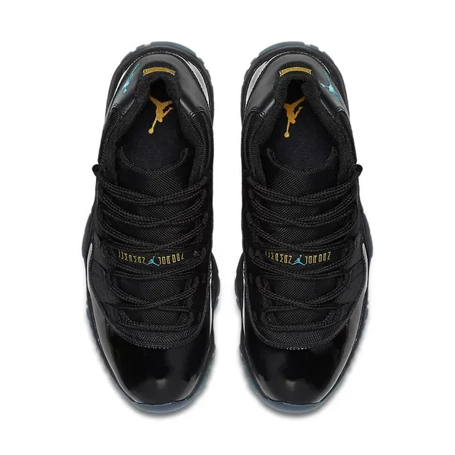 Air Jordan 11 أحذية كرة السلة جلد لامع أسود 4