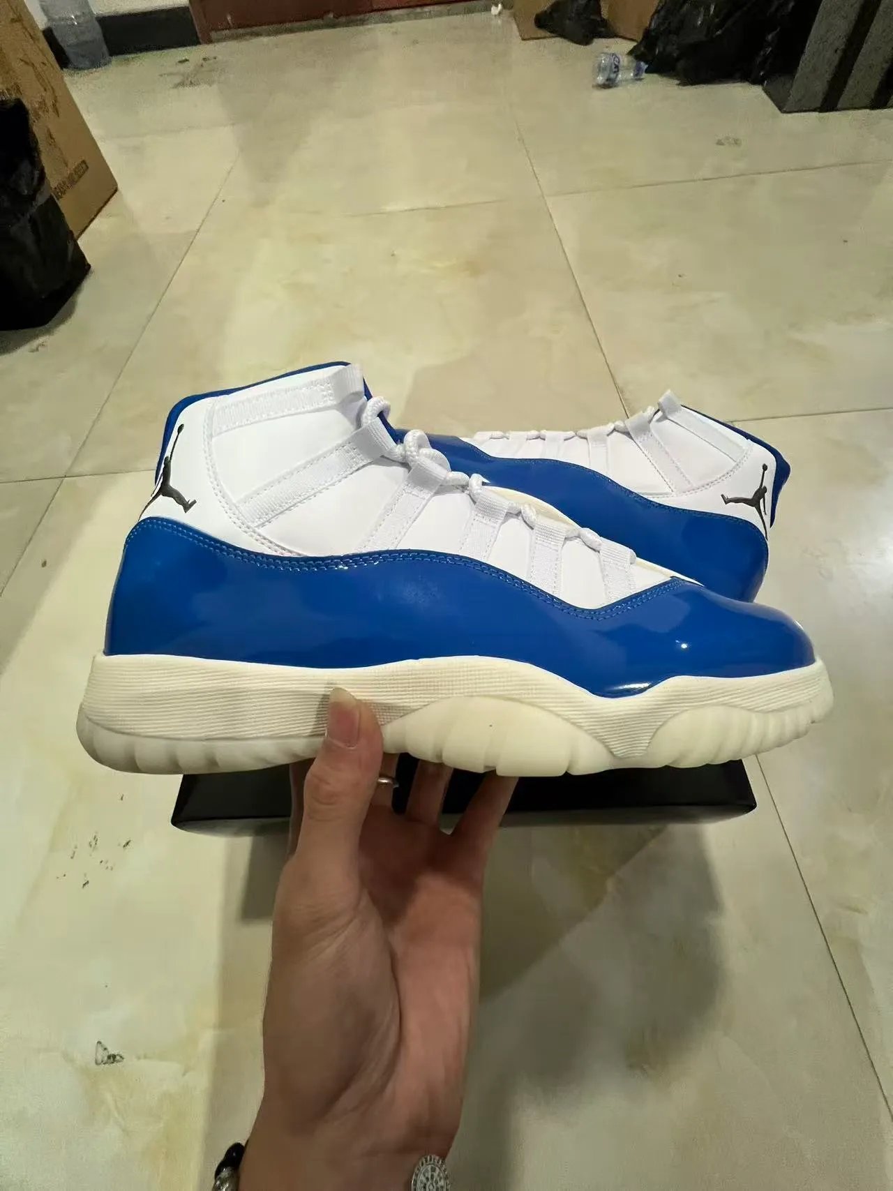 Air Jordan 11 Royal Blue Patent Leather Basketball Shoes 7