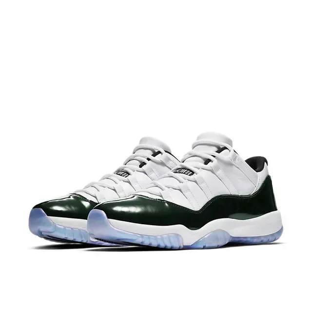 Air Jordan 11 White Dark Green Patent Leather Basketball Shoes 3