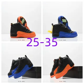 Tênis de basquete infantil Air Jordan 12 preto e laranja