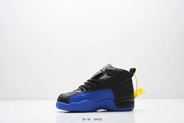 Air Jordan 12 काले और नारंगी बच्चों के बास्केटबॉल जूते 8