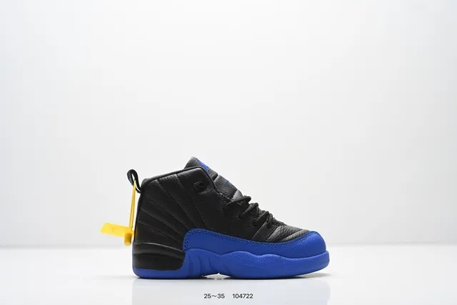 Air Jordan 12 काले और नारंगी बच्चों के बास्केटबॉल जूते 10