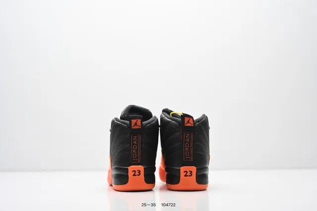 Air Jordan 12 काले और नारंगी बच्चों के बास्केटबॉल जूते 13