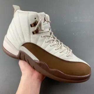 Air Jordan 12 Off-White and Brown Leather Basketball Shoes — Air Jordan Basketball Shoes photo from the Yupoo catalog