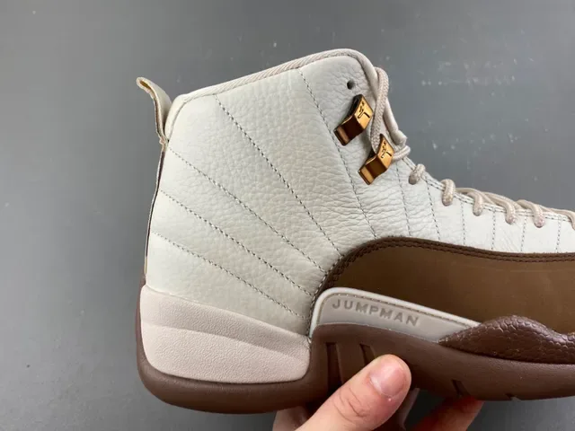 Air Jordan 12 Off-White and Brown Leather Basketball Shoes 3