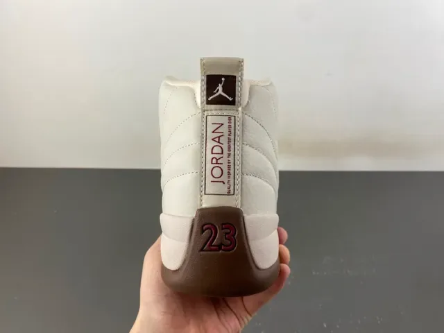 Air Jordan 12 Off-White and Brown Leather Basketball Shoes 4