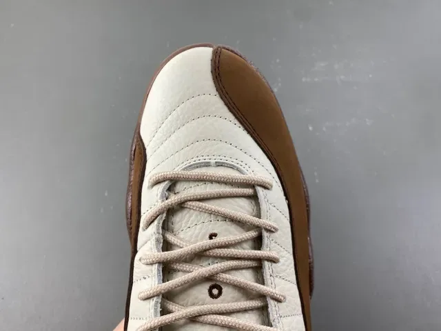 Air Jordan 12 Off-White and Brown Leather Basketball Shoes 5