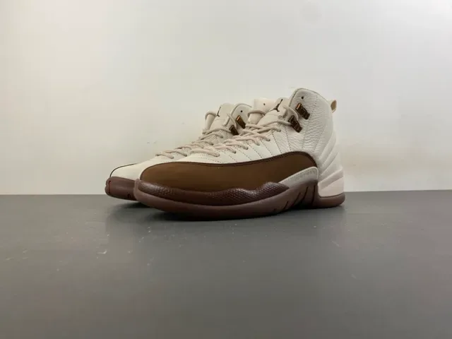 Air Jordan 12 Off-White and Brown Leather Basketball Shoes 11