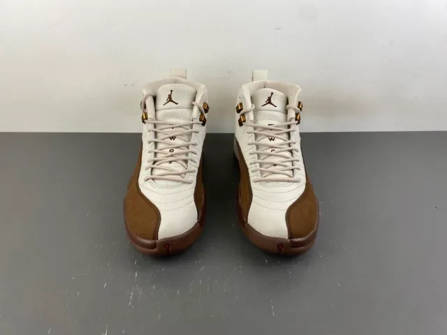 Air Jordan 12 Off-White and Brown Leather Basketball Shoes 12
