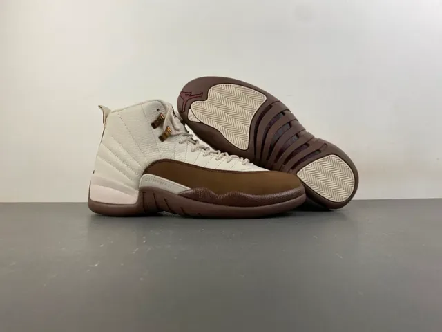Air Jordan 12 Off-White and Brown Leather Basketball Shoes 13