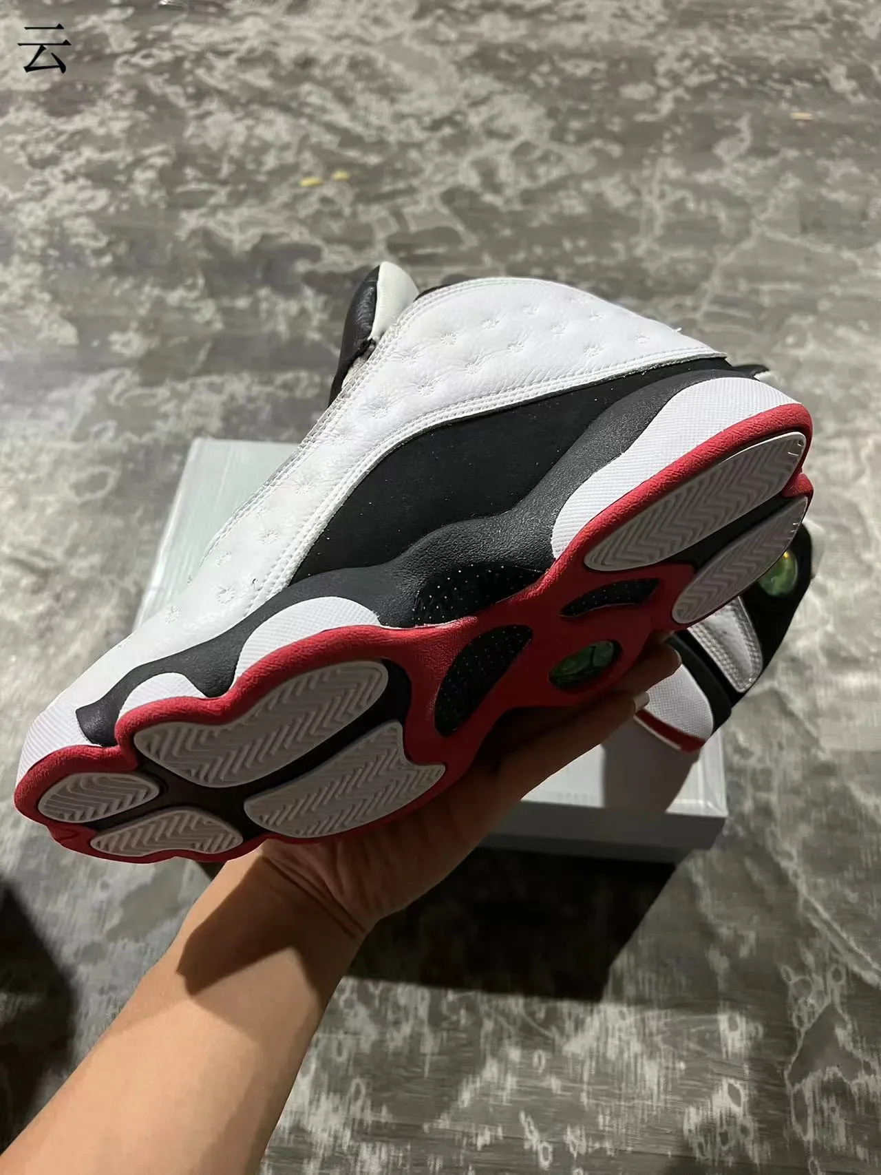 Air Jordan 13 Chaussures de Basketball Blanc Noir Vert Joyau 6