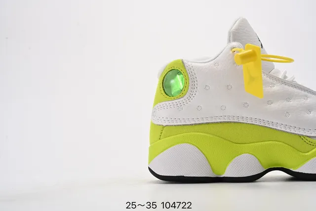 Air Jordan 13 White Neon Lime Green Kids Basketball Shoes 15