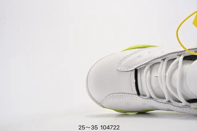 Air Jordan 13 White Neon Lime Green Kids Basketball Shoes 16