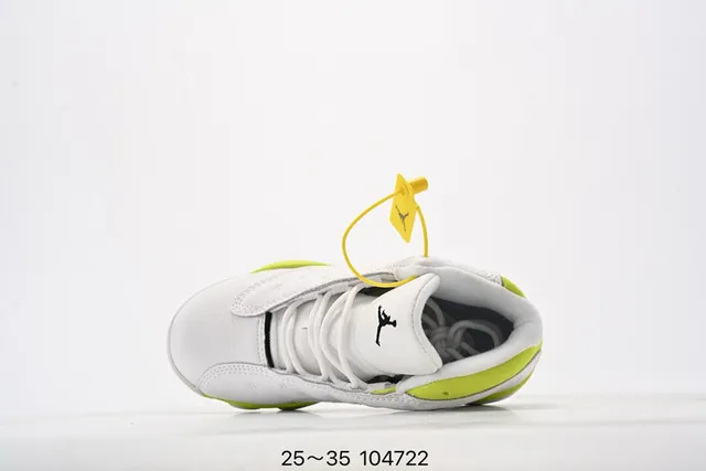 Air Jordan 13 White Neon Lime Green Kids Basketball Shoes 17