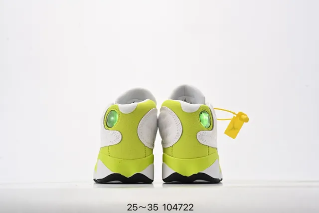 Air Jordan 13 White Neon Lime Green Kids Basketball Shoes 18