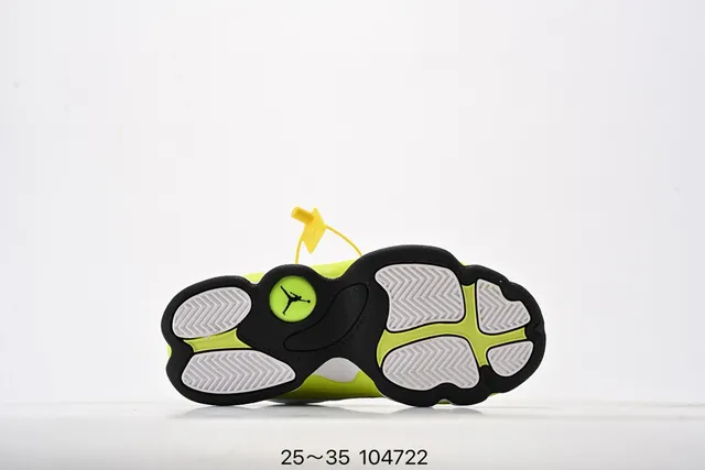 Air Jordan 13 White Neon Lime Green Kids Basketball Shoes 19