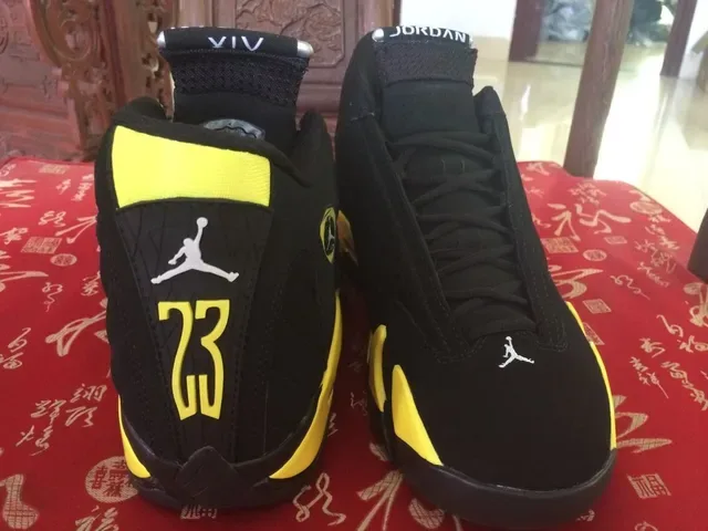 Air Jordan 14 Black Yellow Basketball Shoes 4