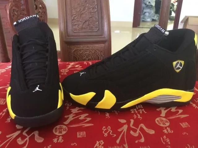 Air Jordan 14 Black Yellow Basketball Shoes 5