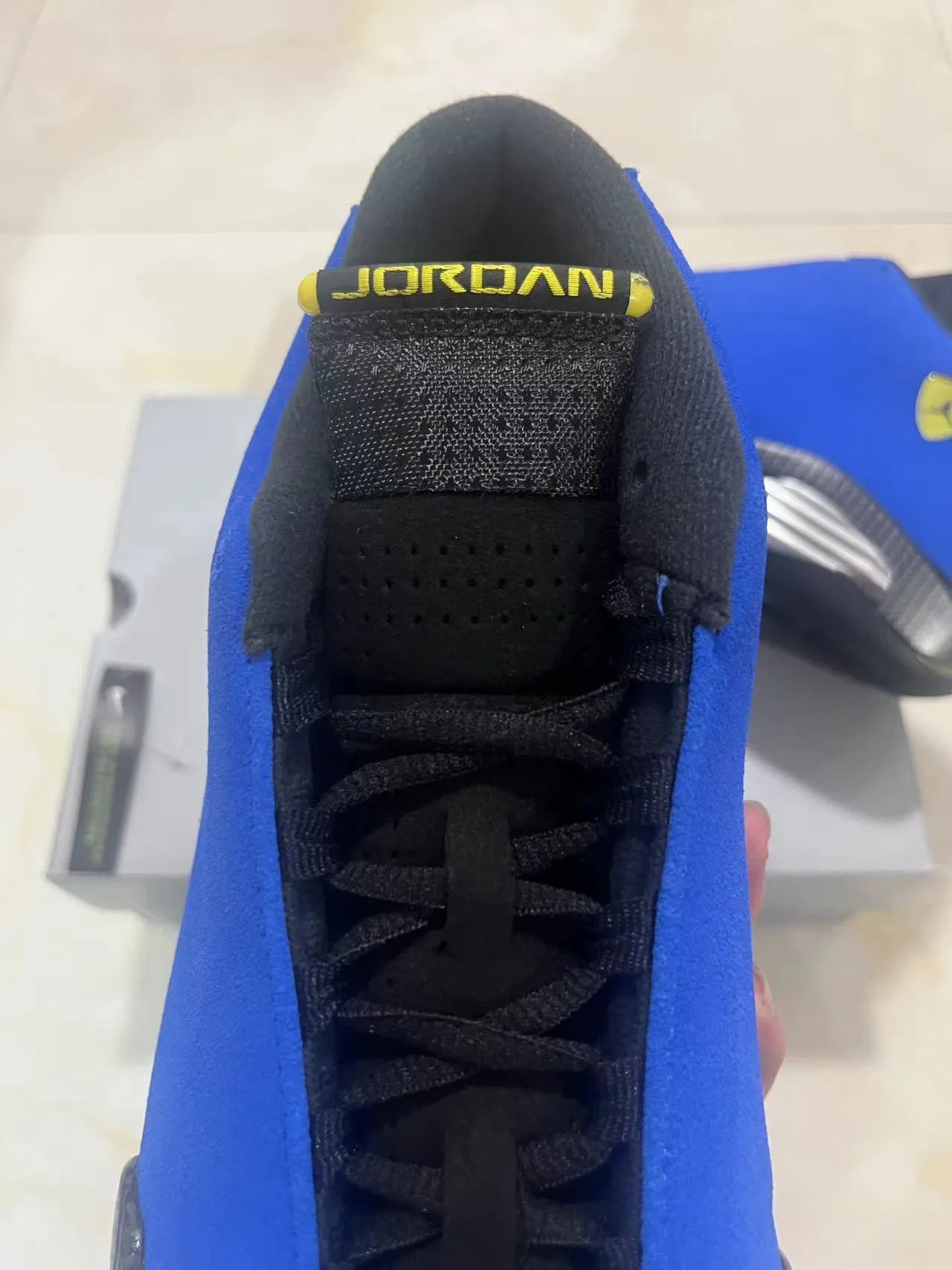 Tênis de basquete Air Jordan 14 azul royal de fibra de carbono 4