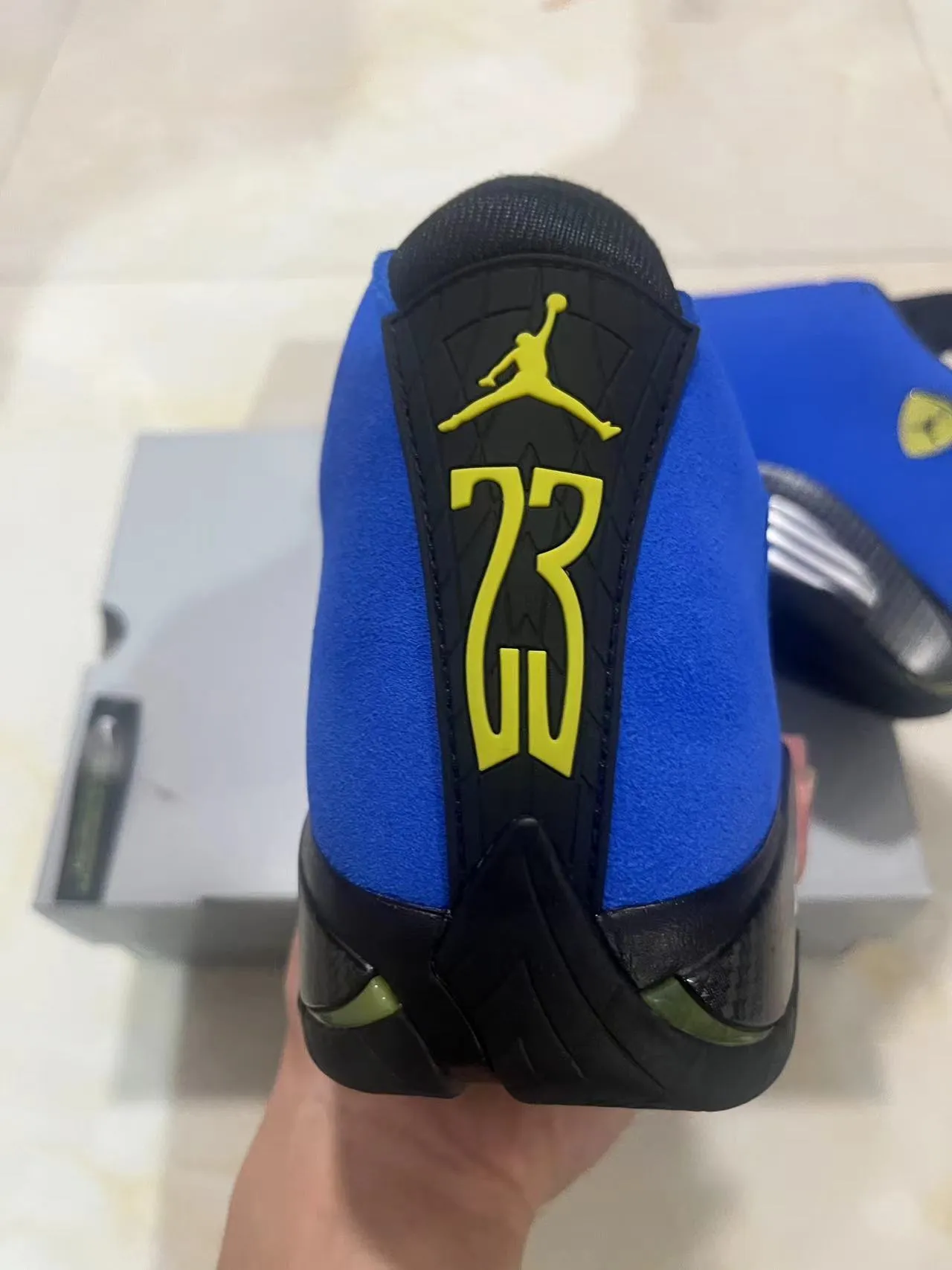 Tênis de basquete Air Jordan 14 azul royal de fibra de carbono 8