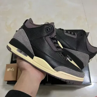 Air Jordan 3 黑灰紫米色篮球鞋