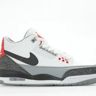 Tênis de basquete Air Jordan 3 branco preto cimento vermelho