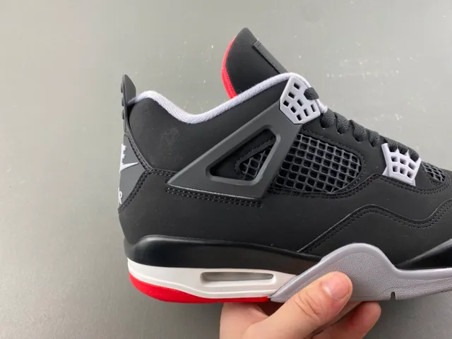 Air Jordan 4 Tênis de Basquete Preto Cimento Vermelho 3