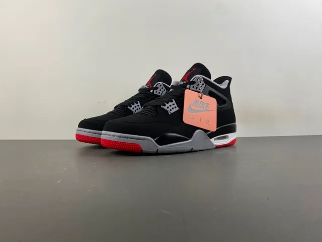 Air Jordan 4 Tênis de Basquete Preto Cimento Vermelho 10