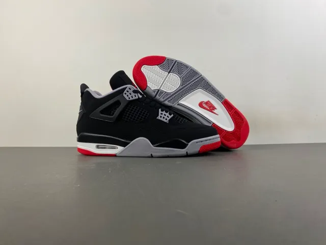 Air Jordan 4 Tênis de Basquete Preto Cimento Vermelho 12