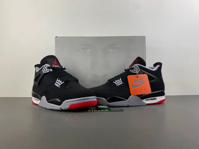 Air Jordan 4 Tênis de Basquete Preto Cimento Vermelho 13