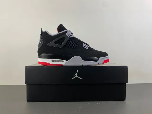 Air Jordan 4 Tênis de Basquete Preto Cimento Vermelho 15