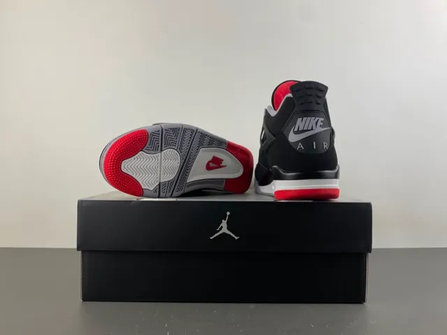 Air Jordan 4 Tênis de Basquete Preto Cimento Vermelho 16