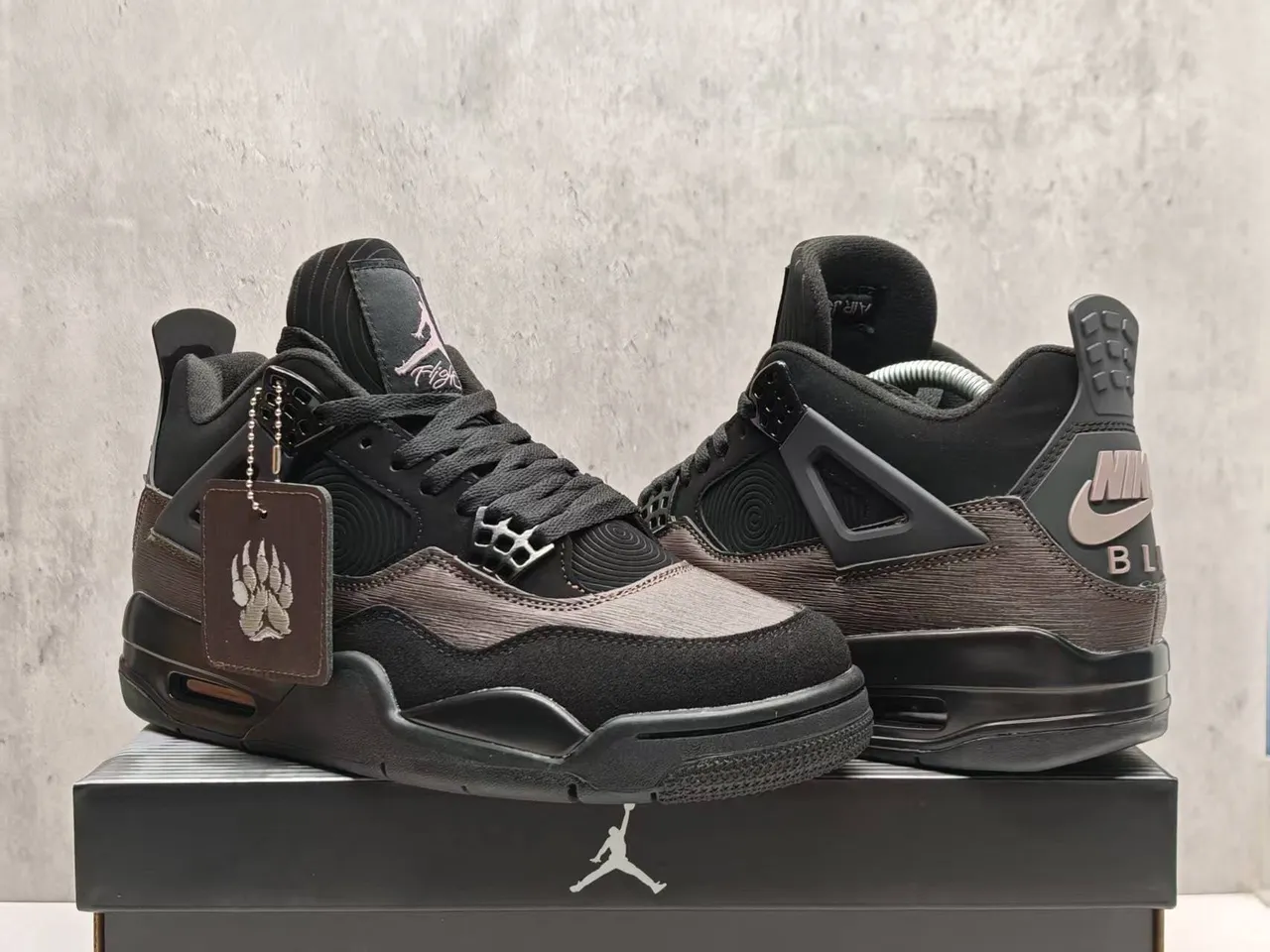 Air Jordan 4 কালো গাঢ় ধূসর টেক্সচার্ড আপার বাস্কেটবল জুতো 2